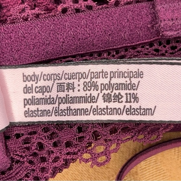 XS VICTORIAS SECRET BURGUNDY LACE BRALETTE WIREFREE PADDED - Picture 8 of 11